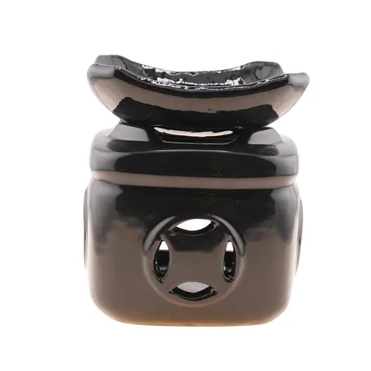 Vas aromaterapie din ceramica cu capac detasabil, negru