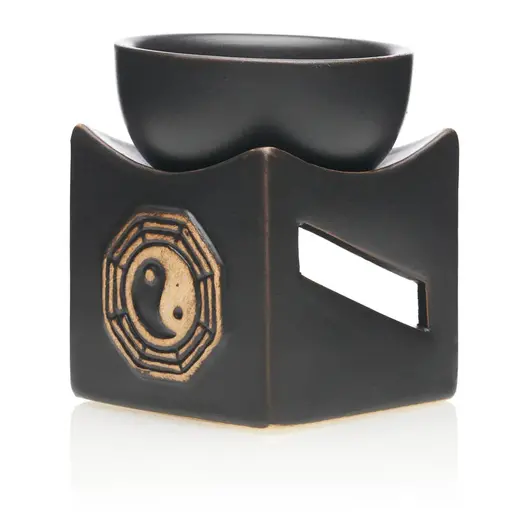 Vas aromaterapie din ceramica cu model Ying-Yang negru AR100