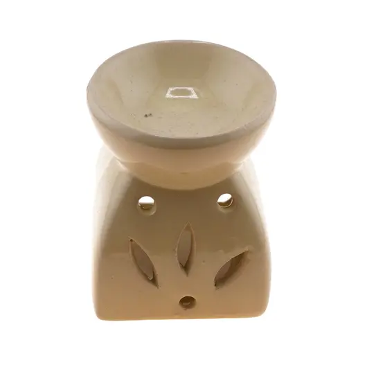 Vas aromaterapie din ceramica, model petale, bej - 7,5cm, imagine 2