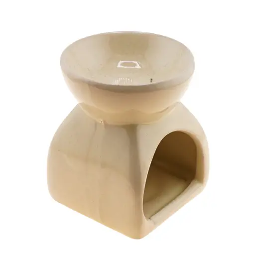 Vas aromaterapie din ceramica, model petale, bej - 7,5cm, imagine 3