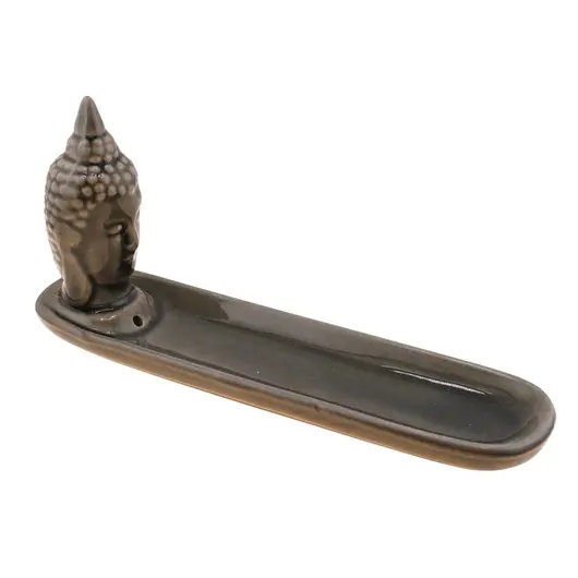 Vas din ceramica pentru ardere betisoare parfumate, Buddha gri, 20cm AR90