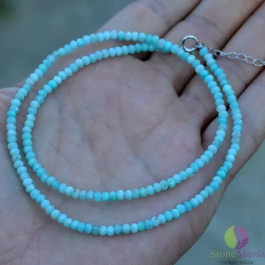 Colier amazonit bleu discuri 3mm si argint 925