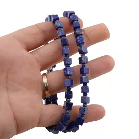 Colier lapis lazuli cub 5-6mm si discuri fatetate 3mm, imagine 4