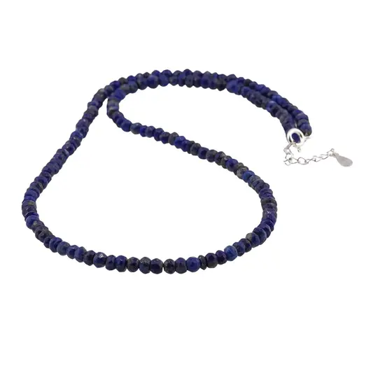 Colier Lapis lazuli discuri fatetate manual 4mm, imagine 2