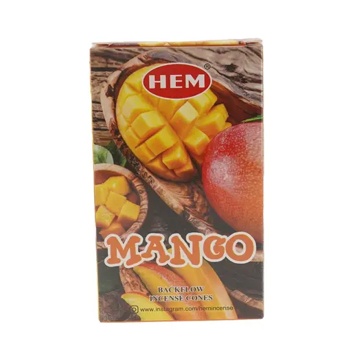 Conuri parfumate fumigatie HEM Mango backflow, 10 buc