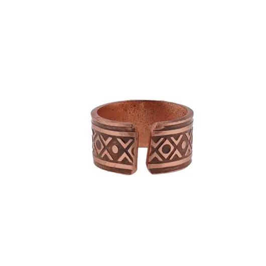 Inel reglabil din cupru masiv model aztec, 10mm, imagine 3