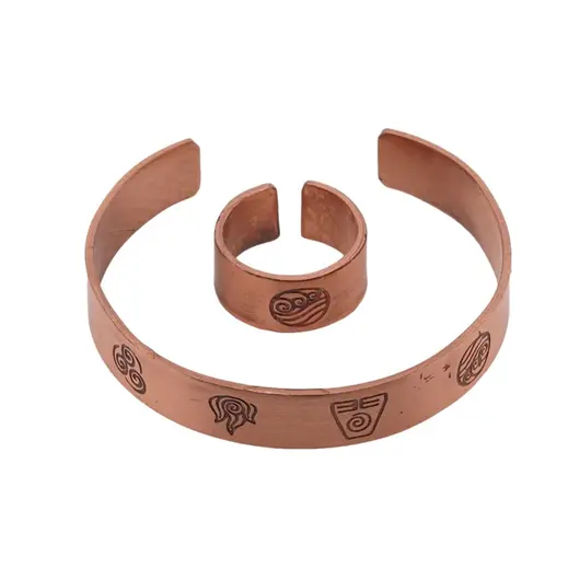Set bratara si inel din cupru masiv model elementele naturii, 10mm, imagine 2