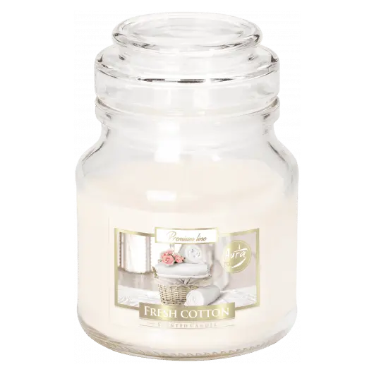 Lumanare parfumata Bispol borcan cu capac - Fresh Cotton