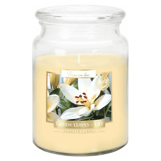 Lumanare parfumata Bispol borcan Premium line - Green Leaves - Lily