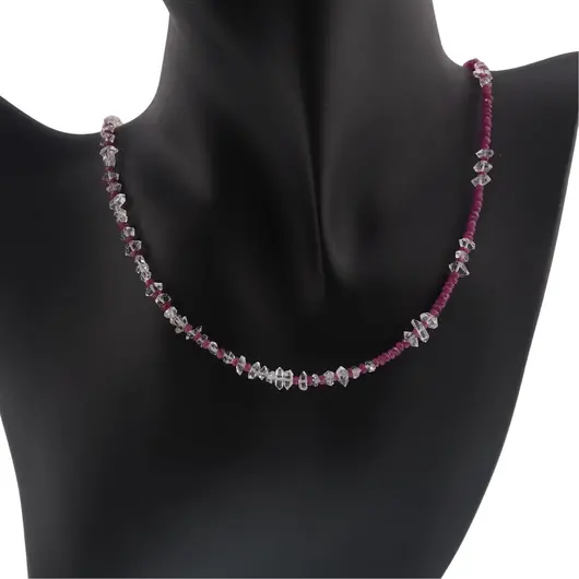 Colier cu discuri de Rubin, Diamant Herkier si argint 925, imagine 3