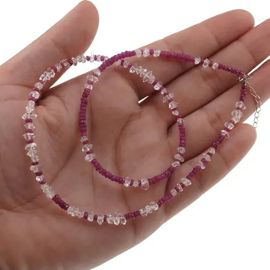 Colier cu discuri de Rubin, Diamant Herkier si argint 925, imagine 4