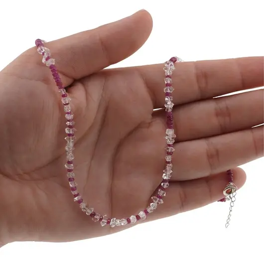 Colier cu discuri de Rubin, Diamant Herkier si argint 925, imagine 5