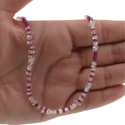 Colier cu discuri de Rubin, Diamant Herkier si argint 925, imagine 6