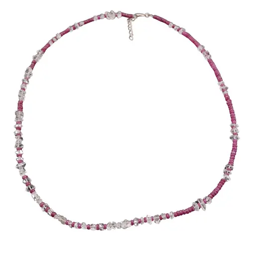 Colier cu discuri de Rubin, Diamant Herkier si argint 925