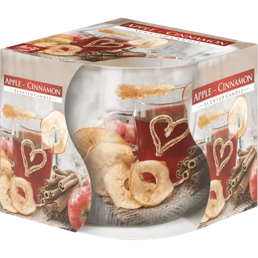 Lumanare parfumata Bispol cu pahar imprimat tip bol - Apple Cinnamon