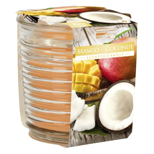 Lumanare parfumata Bispol in pahar spirala - Mango Coconut