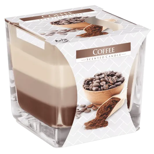 Lumanare parfumata Bispol in trei culori, pahar patrat - Coffee