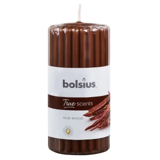 Lumanare Stalp True Bolsius - Oud wood, 12cm