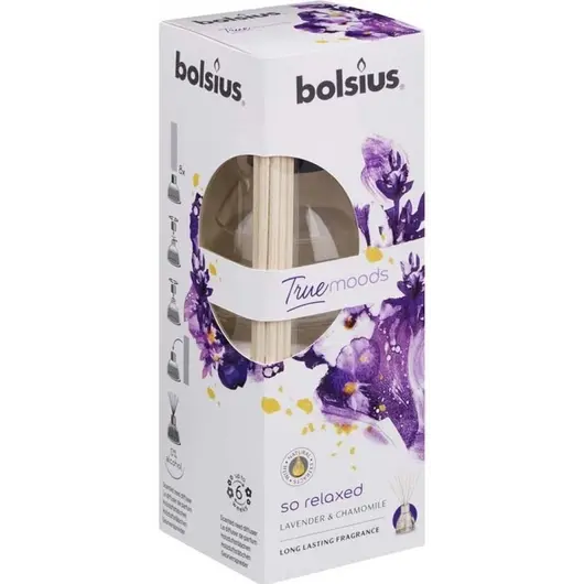 Odorizant Difuzor cu betisoare pentru casa True Bolsius - So Relaxed (Lavanda si Musetel), 45ml