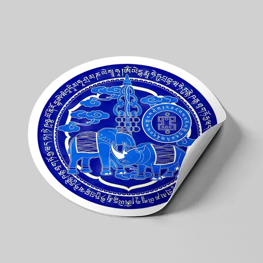 Abtibild sticker Feng Shui Elefant si Rinocer albastri 2024 – mic, imagine 2