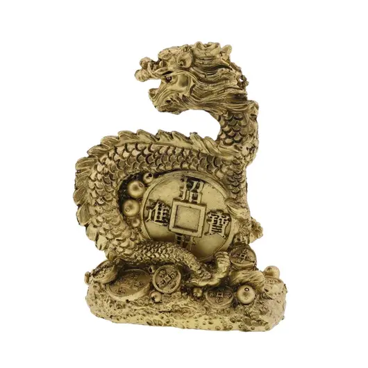 Statueta Feng Shui Dragon cu moneda din rasina 8cm, imagine 2