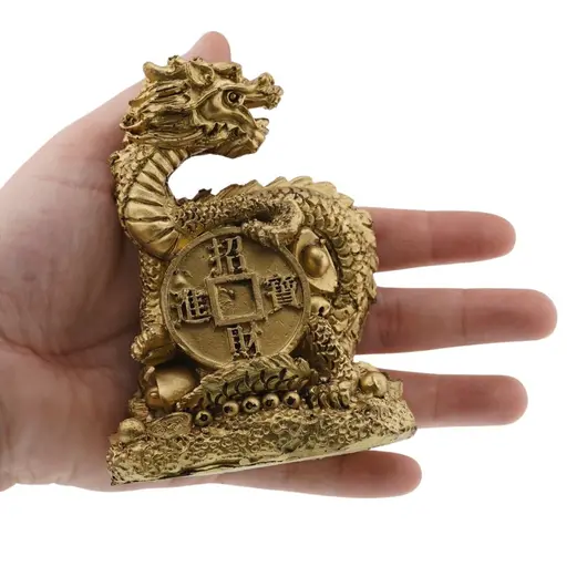 Statueta Feng Shui Dragon cu moneda din rasina 8cm, imagine 3