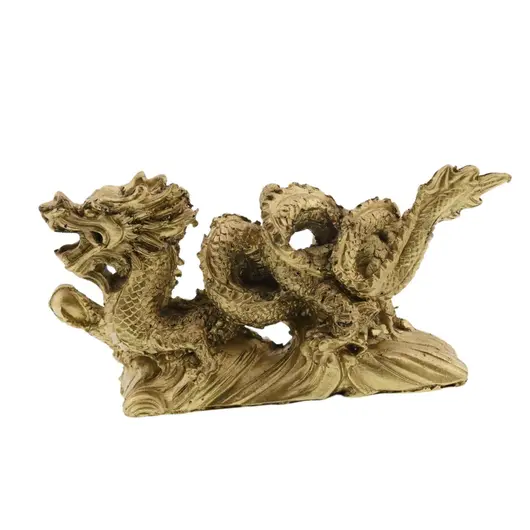 Statueta Feng Shui Dragon cu perla pe apa din rasina 15cm