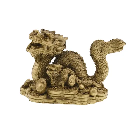 Statueta Feng Shui Dragon cu pui din rasina 10cm