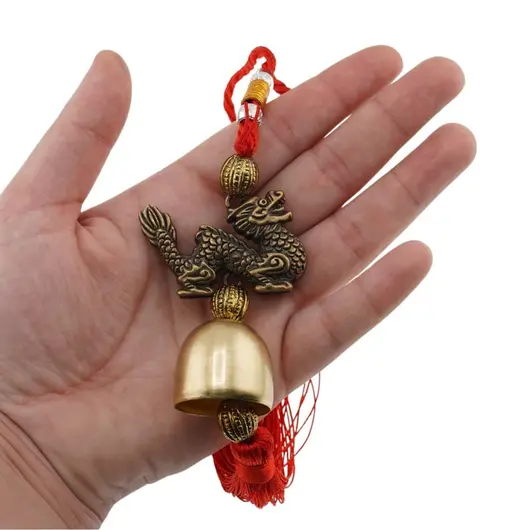 Amuleta Feng Shui cu Dragon si clopotel, 32cm, imagine 2