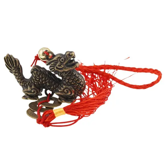 Amuleta Feng Shui cu Dragon si monede norocoase, 26cm, imagine 3