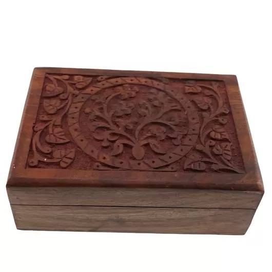 Cutie din lemn pentru depozitare cu model floral - 18cm