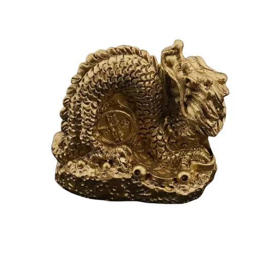 Statueta Feng Shui Dragon cu moneda chinezeasca din rasina - 4cm, imagine 2