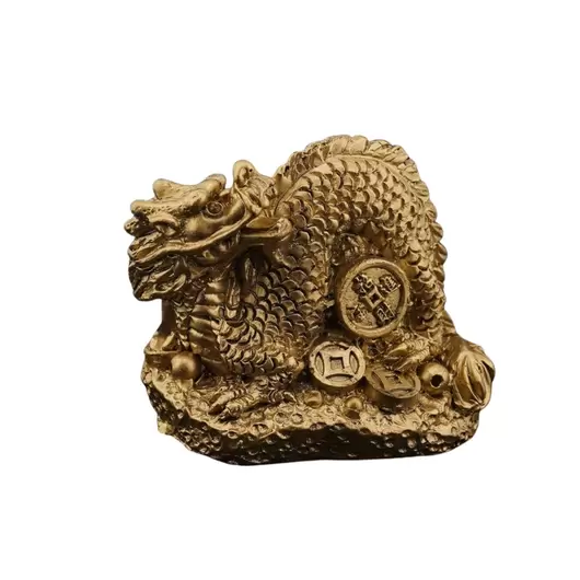 Statueta Feng Shui Dragon cu moneda chinezeasca din rasina - 4cm