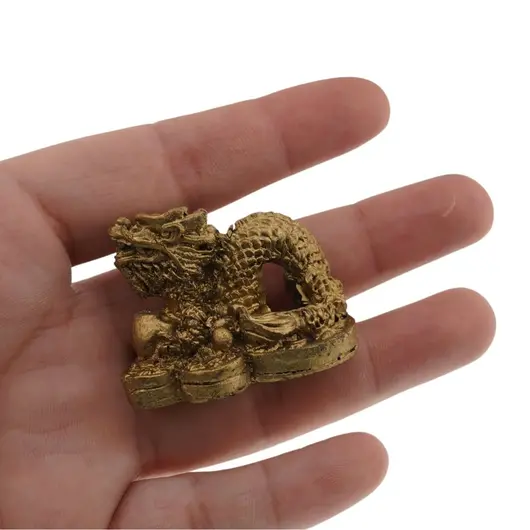Statueta Feng Shui Dragon pe monede din rasina - 4cm, imagine 4