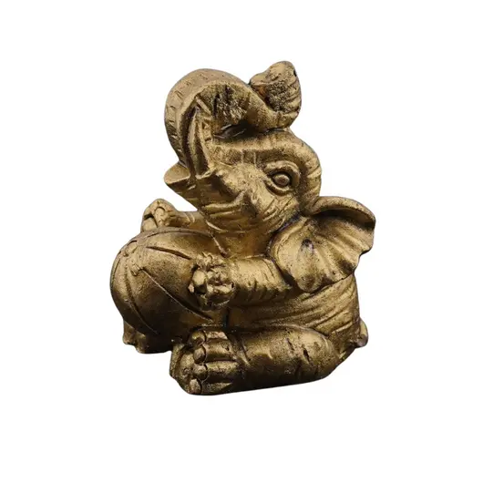 Statueta Feng Shui Elefant din rasina aurie, mic model 1 - 4cm, imagine 2