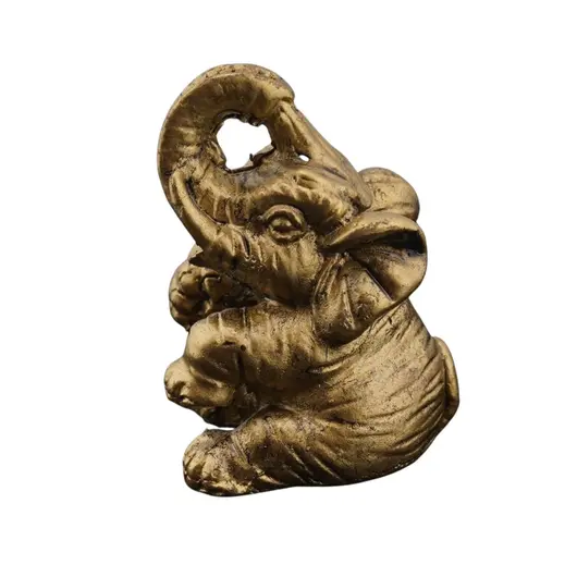 Statueta Feng Shui Elefant din rasina aurie, mic model 2 - 4cm, imagine 2