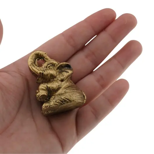 Statueta Feng Shui Elefant din rasina aurie, mic model 2 - 4cm, imagine 4