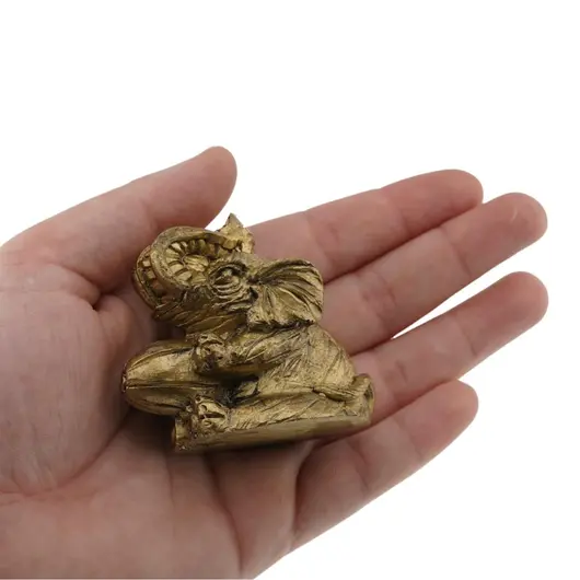 Statueta Feng Shui Elefant din rasina aurie, model 1 - 6cm, imagine 3