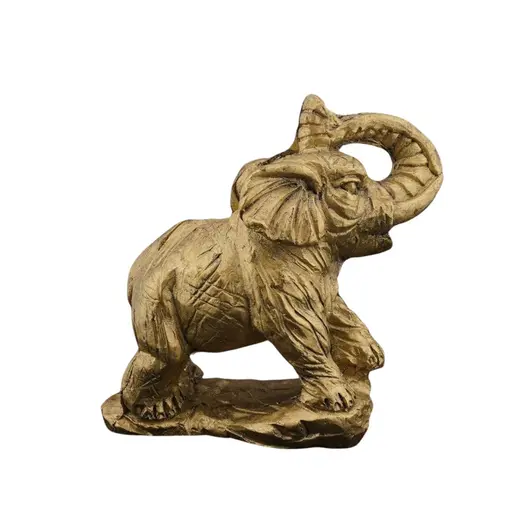 Statueta Feng Shui Elefant din rasina aurie, model 2 - 7cm, imagine 2