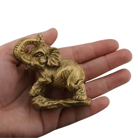 Statueta Feng Shui Elefant din rasina aurie, model 2 - 7cm, imagine 3