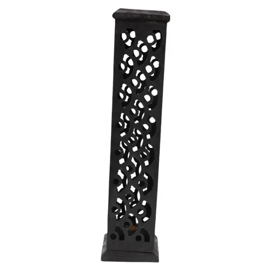 Suport ardere betisoare parfumate si conuri fumigatie perforat, turn negru - 31cm, imagine 2