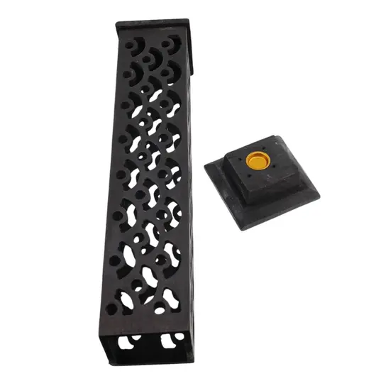 Suport ardere betisoare parfumate si conuri fumigatie perforat, turn negru - 31cm, imagine 3