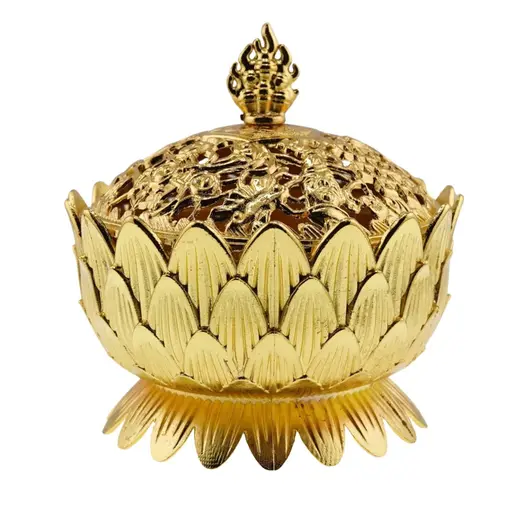 Vas pentru ardere tamaie si ierburi parfumate Lotus auriu - mare