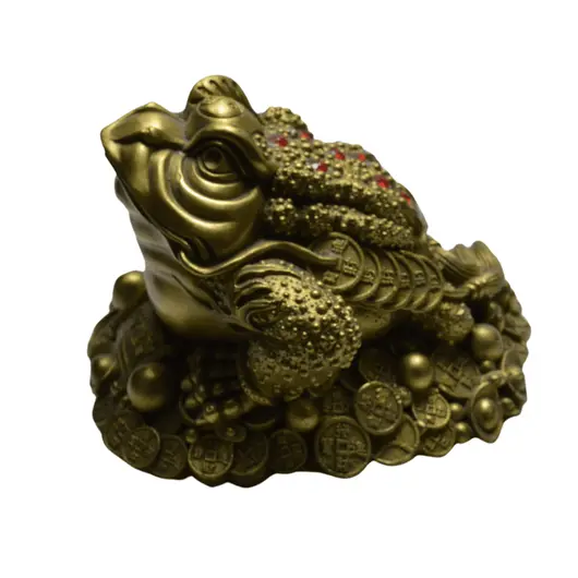 Statueta Feng shui din alama Broasca raioasa pentru prosperitate, 14cm, imagine 2
