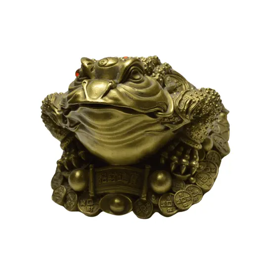 Statueta Feng shui din alama Broasca raioasa pentru prosperitate, 14cm, imagine 3