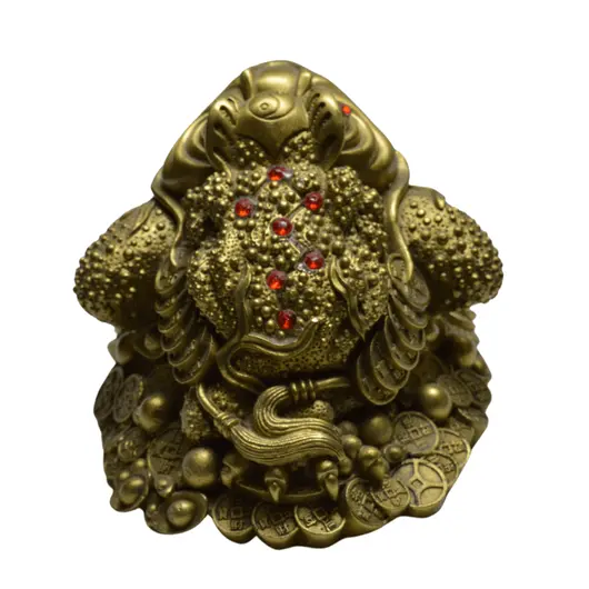Statueta Feng shui din alama Broasca raioasa pentru prosperitate, 14cm, imagine 4