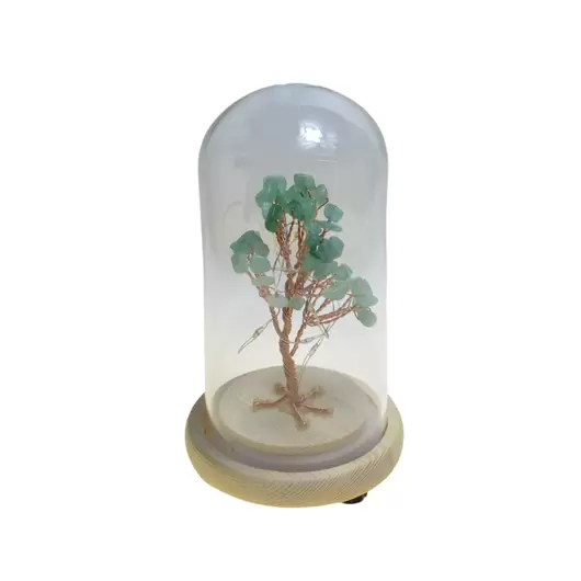 Copac in cupola de sticla cu lumina multicolora, cristal natural Aventurin, 13cm, imagine 3