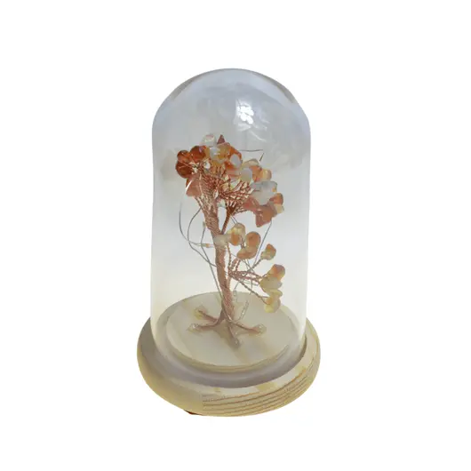 Copac in cupola de sticla cu lumina multicolora, cristal natural Carneol, 13cm, imagine 2