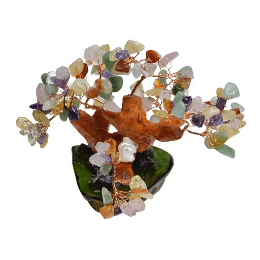 Copac in ghiveci cu 8 ramuri din cristal natural 7 chakre, 12cm, imagine 3