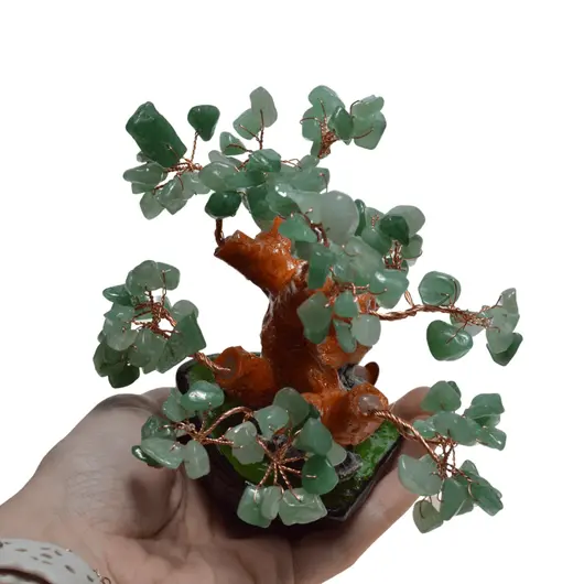 Copac in ghiveci cu 8 ramuri din cristal natural Aventurin, 12cm, imagine 4